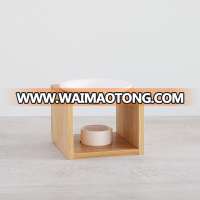 Wholesale Bamboo Frame Ceramic Oil Burners Scented Wax Tart Warmers