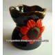 Ceramic Oil Burner with Sunflower handmade sculpture glazed Incense Burners